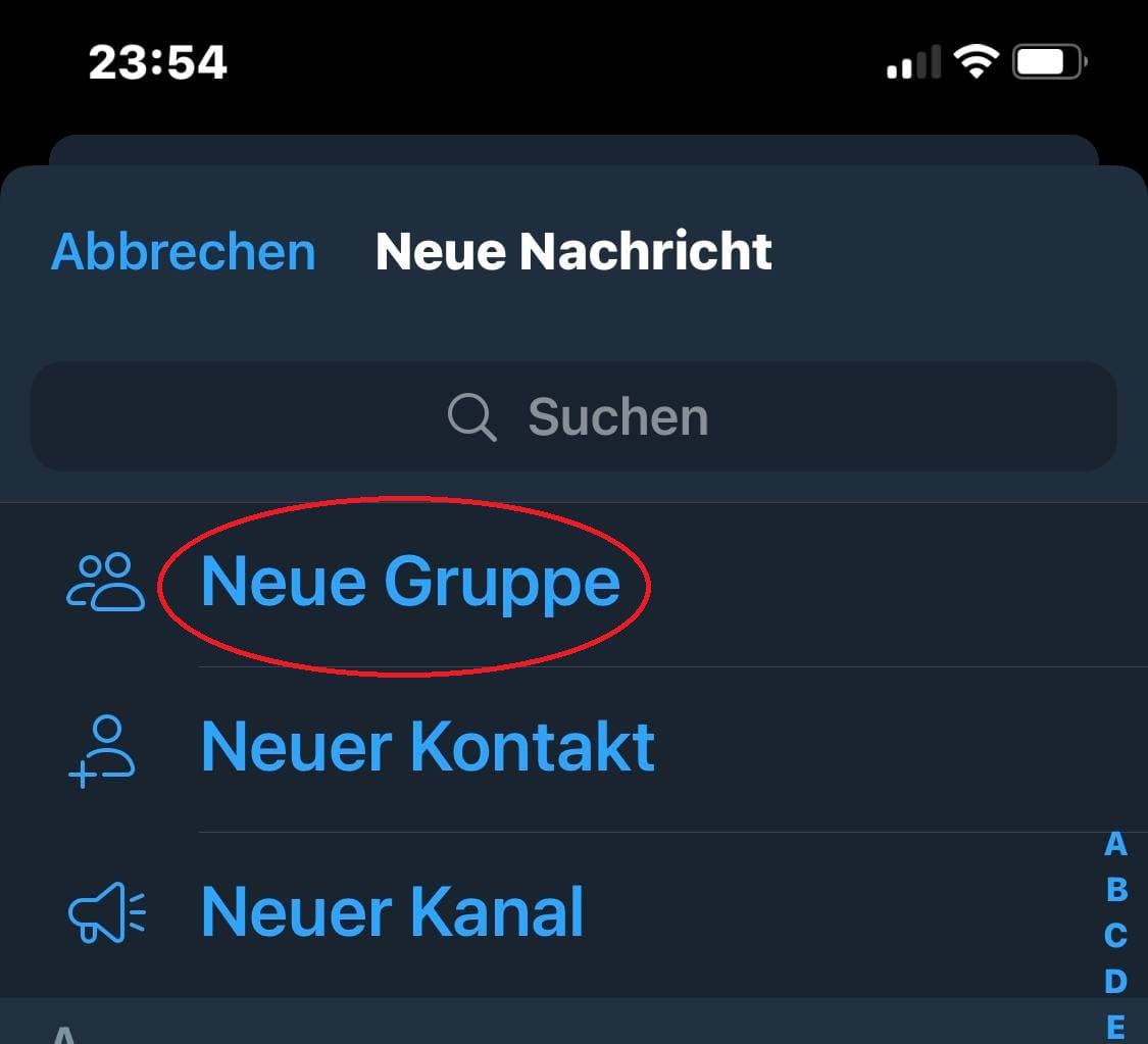 klicke dann auf "neue Gruppe&quot ; 